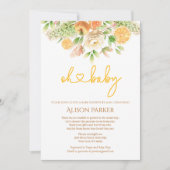 イエローローズ シトラス フローラル ガール ベビーシャワー by メール 招待状 (正面)