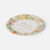 イエローローズ フラワーグリーン ガール ベビーシャワー ペーパープレート (アングル)