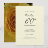 イエローローズ 60歳誕生日パーティー招待状 招待状 (正面/裏面)