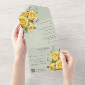 イエローローズQRコード オールインワン招待状 (貼ってはがせる)