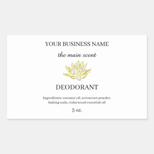 イエローロータスデオドラントシール 長方形シール (正面)