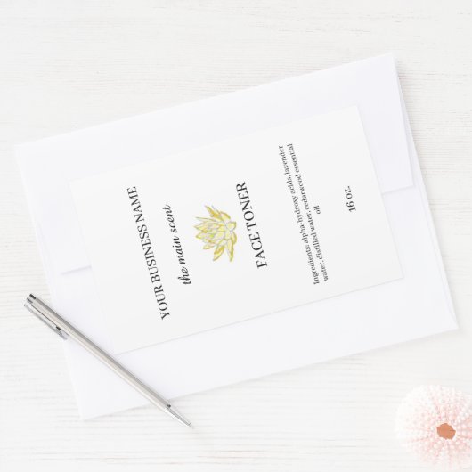 イエローロータス顔トナー化粧品包装ラベル 長方形シール (封筒)