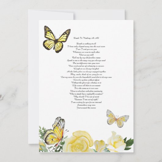 イエローローローズバタフライ葬式招待状発表 招待状 (裏面)