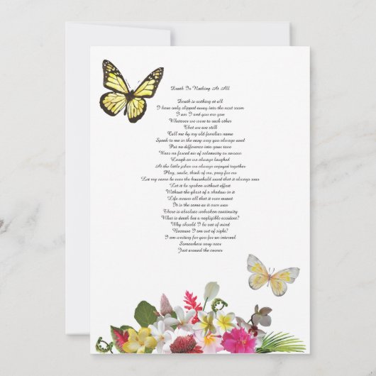 イエローローローズバタフライ葬式招待状発表 招待状 (裏面)