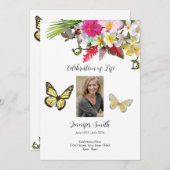 イエローローローズバタフライ葬式招待状発表 招待状 (正面/裏面)