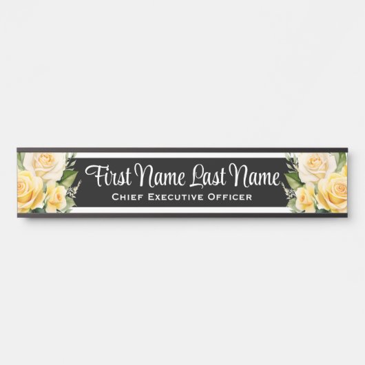 イエローローローズフローラオフィスドアシンボルや象徴名プレート サインプレート (正面)