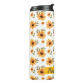 イエローワイルドヒマワリの緑パーソナライズされた名 タンブラー (回転左)