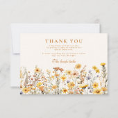 イエローワイルドフラワーズとデイジーブライダルシャワー サンキューカード (正面)