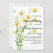 イエローワイルドフラワーズスウィート16誕生日パーティー 招待状 (正面)