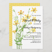 イエローワイルドフラワーズスウィート16誕生日パーティー 招待状 (正面/裏面)