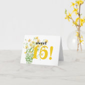 イエローワイルドフラワーズスウィート16誕生日 カード (黄色い花)