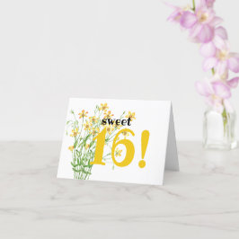 イエローワイルドフラワーズスウィート16誕生日 カード