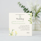 イエローワイルドフラワーズモノグラム結婚スクエア 招待状 (スタンド正面)