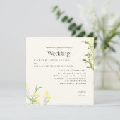 イエローワイルドフラワーズモノグラムIIスクエア結婚ズ 招待状 (スタンド正面)