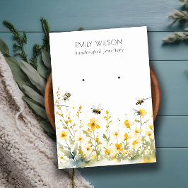 イエローワイルドフラワービーネックレスイヤリングディスプレイ 名刺