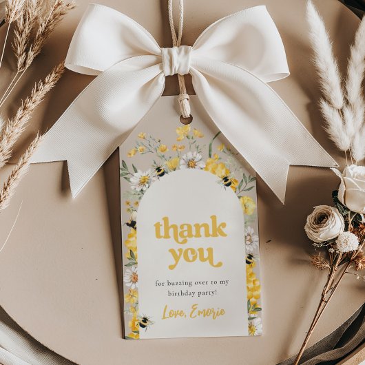 イエローワイルドフラワービーメッセージカード ギフトタグ