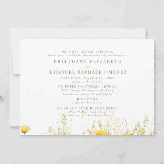 イエローワイルドフラワーブライド親2会場結婚のII 招待状 (正面)