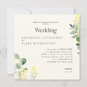 イエローワイルドフラワーユーカリプスクエア結婚ズ 招待状 (正面)