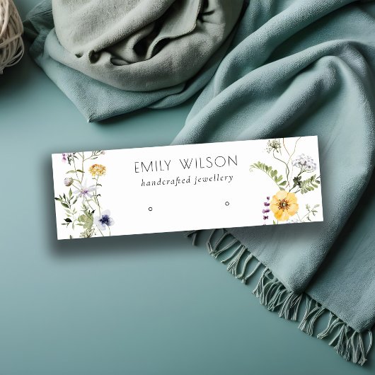 イエローワイルドフラワーリーススタッドイヤリングディスプレイ スキニー名刺