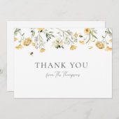 イエローワイルドフラワー感謝 サンキューカード (正面/裏面)