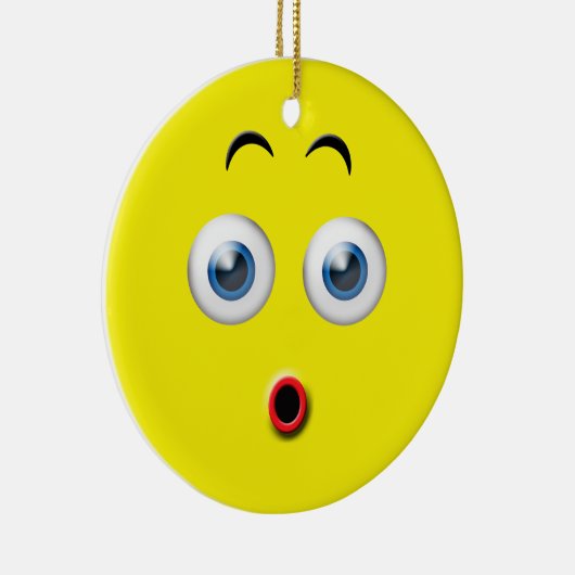 イエローワウ驚く絵文字名前をカスタムする セラミックオーナメント (右)