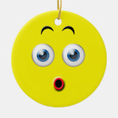 イエローワウ驚く絵文字名前をカスタムする セラミックオーナメント (正面)