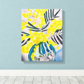 イエローワトルアート先住民オーストラリアの花のキャンバス キャンバスプリント (インサイチュ (ウッドフロア))