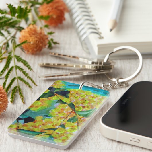 イエローワトルオーストラリアの花のキーチェーン キーホルダー (正面右)