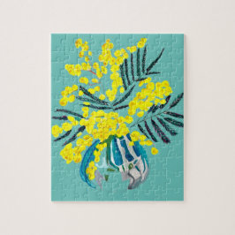 イエローワトルミモサオーストラリアの花芸術 ジグソーパズル