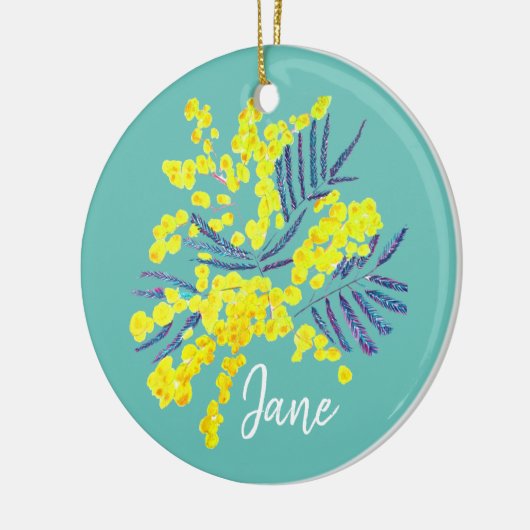 イエローワトルミモサオーストラリアの花芸術 セラミックオーナメント (左)