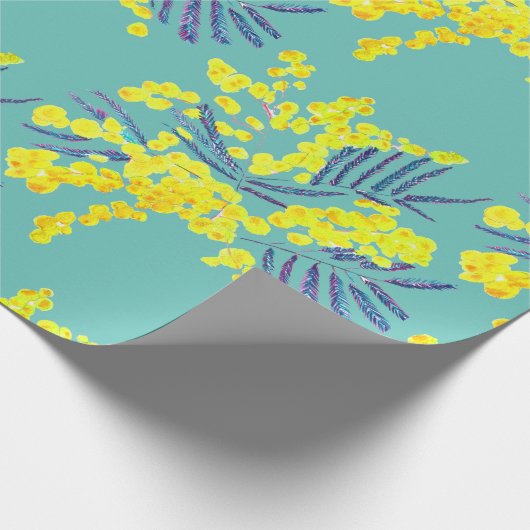 イエローワトルミモサオーストラリアの花芸術 ラッピングペーパー (角)