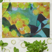 イエローワトル先住民オーストラリア花芸術 キッチンタオル (折り畳み)