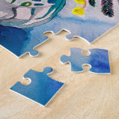 イエローワトル先住民オーストラリア花芸術 ジグソーパズル (側面)