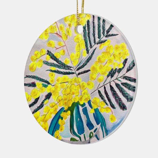 イエローワトル先住民オーストラリア花芸術 セラミックオーナメント (左)