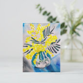 イエローワトル先住民オーストラリア花芸術 ポストカード (スタンド正面)