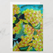 イエローワトル先住民オーストラリア花芸術 便箋 (正面/裏面)