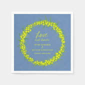 イエローワトル春の花アート結婚のナプキン スタンダードカクテルナプキン (正面)