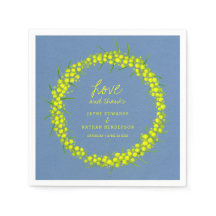 イエローワトル春の花アート結婚のナプキン