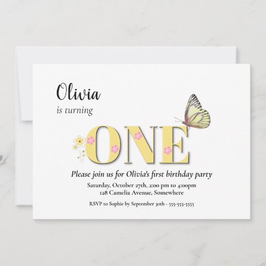 イエローワンの誕生日パーティー 招待状 (正面)