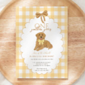 イエローワンゴールデンイヤー子犬の最初の誕生日パーティー 招待状