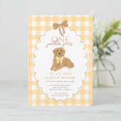 イエローワンゴールデンイヤー子犬の最初の誕生日パーティー 招待状 (スタンド正面)