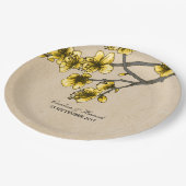 イエローヴィンテージさくらんぼ花紙プレート ペーパープレート (アングル)