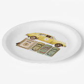 イエローヴィンテージカー ペーパープレート (アングル)