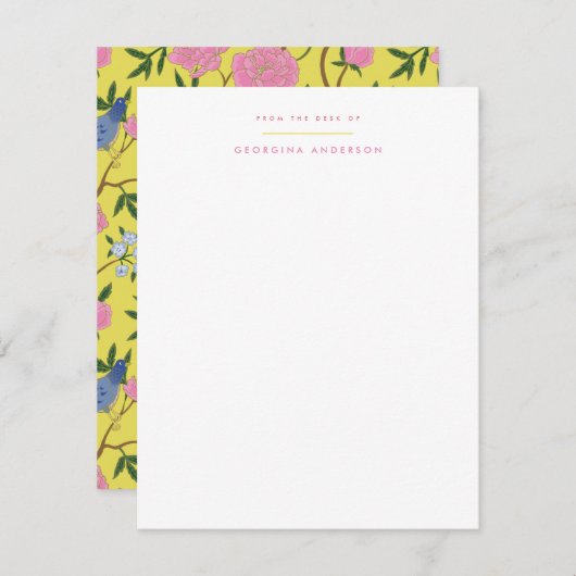 イエローヴィンテージガーデンパーソナル文房具 ノートカード (正面/裏面)