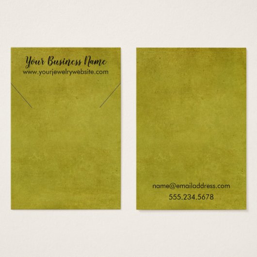 イエローヴィンテージグランジネックレスホルダー表示カード (正面&裏面)