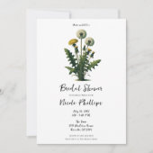 イエローヴィンテージタンデリオンフラワーズブライダルシャワー 招待状 (正面)