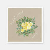 イエローヴィンテージバラエレガントな結婚式 スタンダードカクテルナプキン (正面)