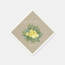 イエローヴィンテージバラエレガントな結婚式 スタンダードカクテルナプキン