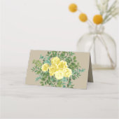 イエローヴィンテージバラエレガントな結婚式 プレイスカード (裏面)