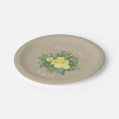 イエローヴィンテージバラエレガントな結婚式 ペーパープレート (アングル)